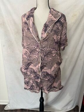 Maaji Pink and Purple Tropical Print Short Pajama Set